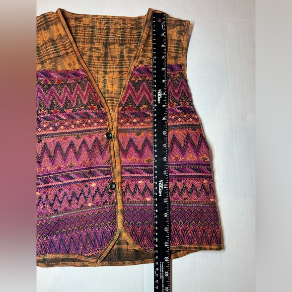 VTG Vest Womens S/M Multicolor Tapestry Southwestern Aztec Button USA - Picture 2 of 6